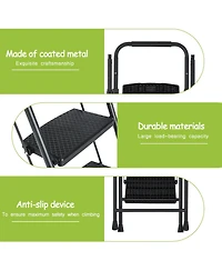 4-Step Steel Folding Step Stool Ladder with Wide Anti Slip Pedal and Safety Handle