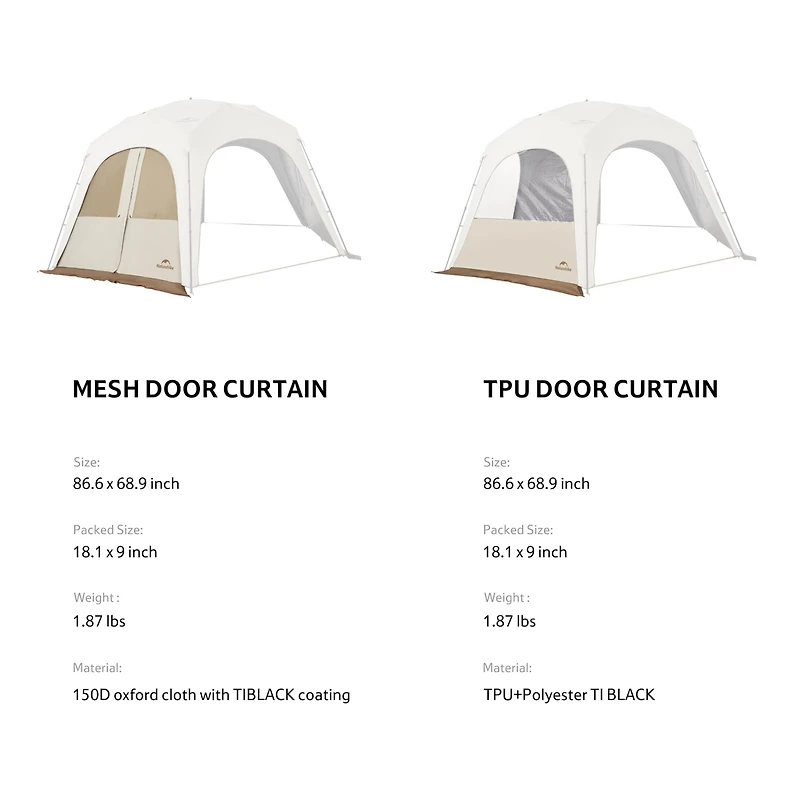 Naturehike Cloud Boundar Tent Door Curtain, Sun Shelter Accessory, Windproof & Privacy Screen for Camping Canopy Tent