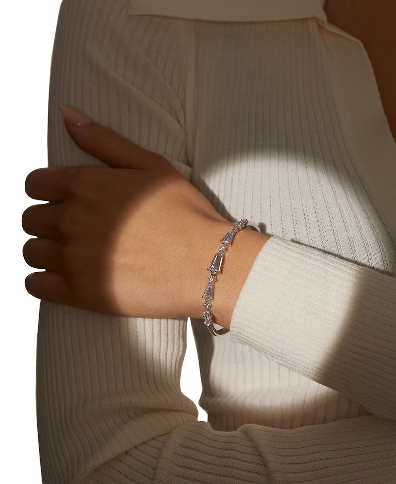 Eliot Danori Silver-Tone Cubic Zirconia Bangle Bracelet, Exclusively at Macy's