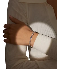 Eliot Danori Silver-Tone Cubic Zirconia Bangle Bracelet, Exclusively at Macy's