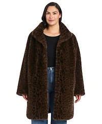 Jones New York Plus Size Stand-Collar Faux-Fur Coat