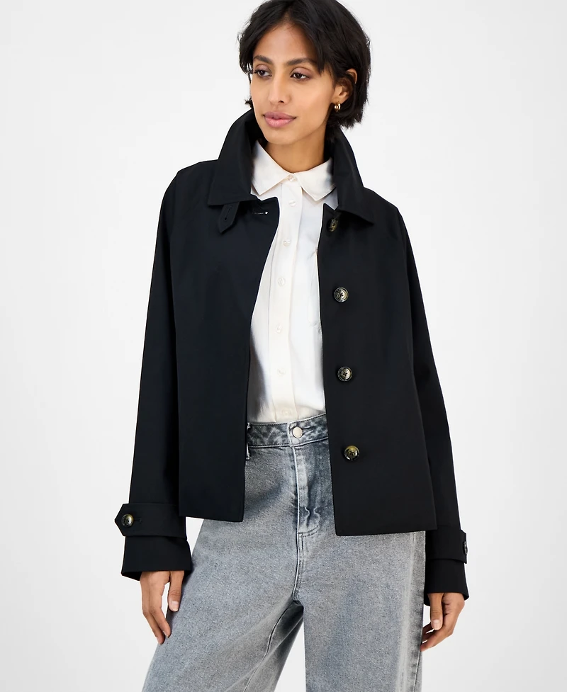 London Fog Women's Short Single-Breasted Trench Coat, Exclusively at Macy's