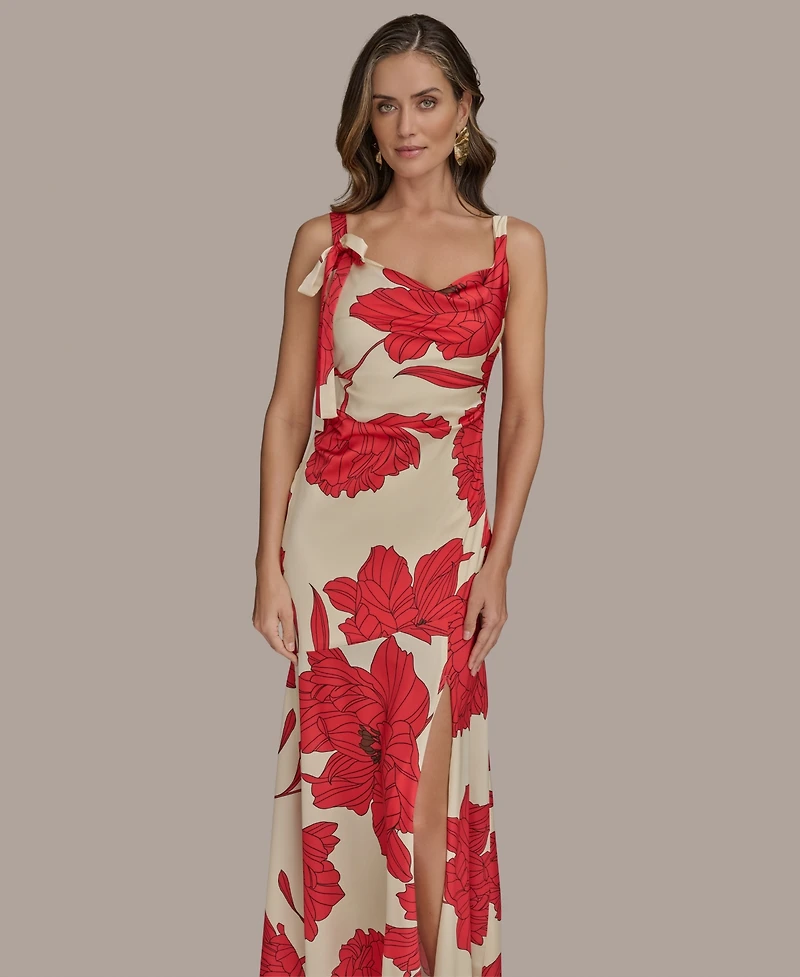 Donna Karan New York Women's Printed Cowl-Neck Gown