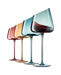The Wine Savant Khen Slanted Stemmed Wine Glasses, Set of 4