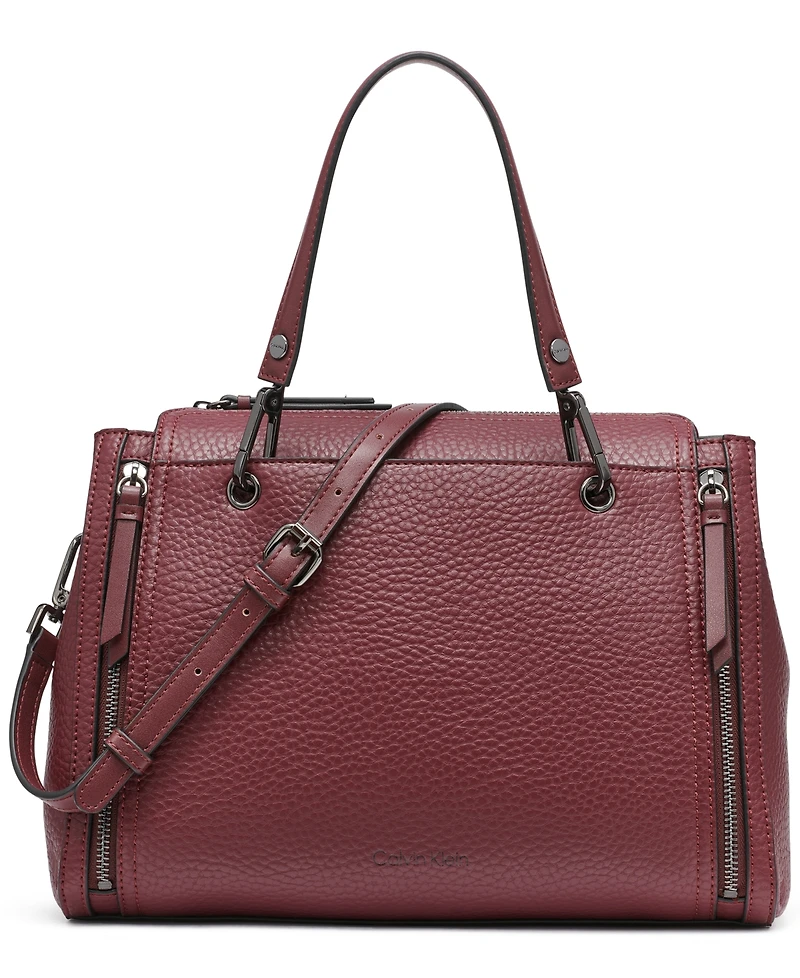 Calvin Klein Garnet Triple Compartment Top Zipper Satchel