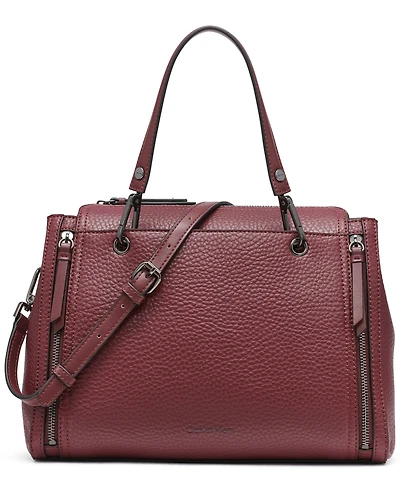 Calvin Klein Garnet Triple Compartment Top Zipper Satchel