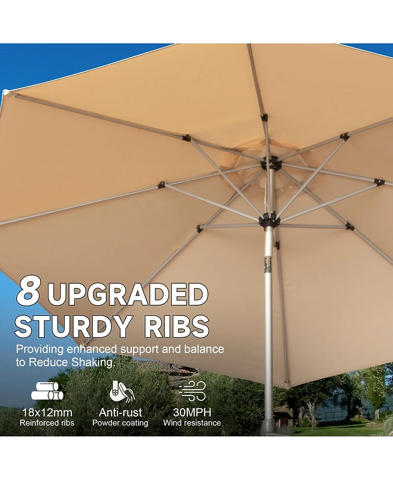 9FT Patio Umbrella, Outdoor Table Umbrella with Push Button Tilt and Crank, Uv Protection Waterproof Market Sun 8 Sturdy Ribs for Garden