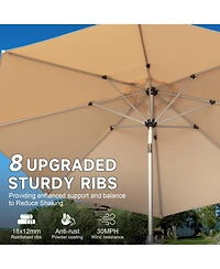 9FT Patio Umbrella, Outdoor Table Umbrella with Push Button Tilt and Crank, Uv Protection Waterproof Market Sun 8 Sturdy Ribs for Garden