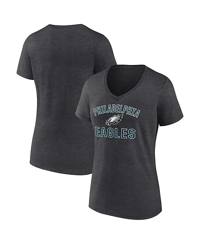 Fanatics Women's Heather Charcoal Philadelphia Eagles Victory Arch V-neck T-Shirt
