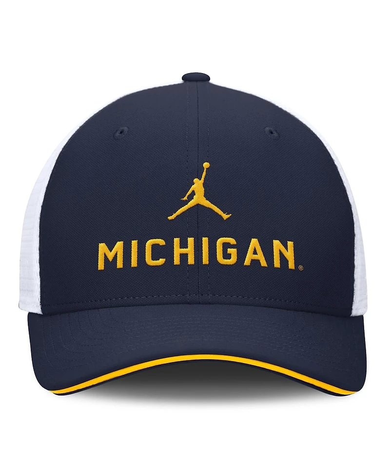 Jordan Men's College Navy/White Michigan Wolverines Rise Adjustable Trucker Hat