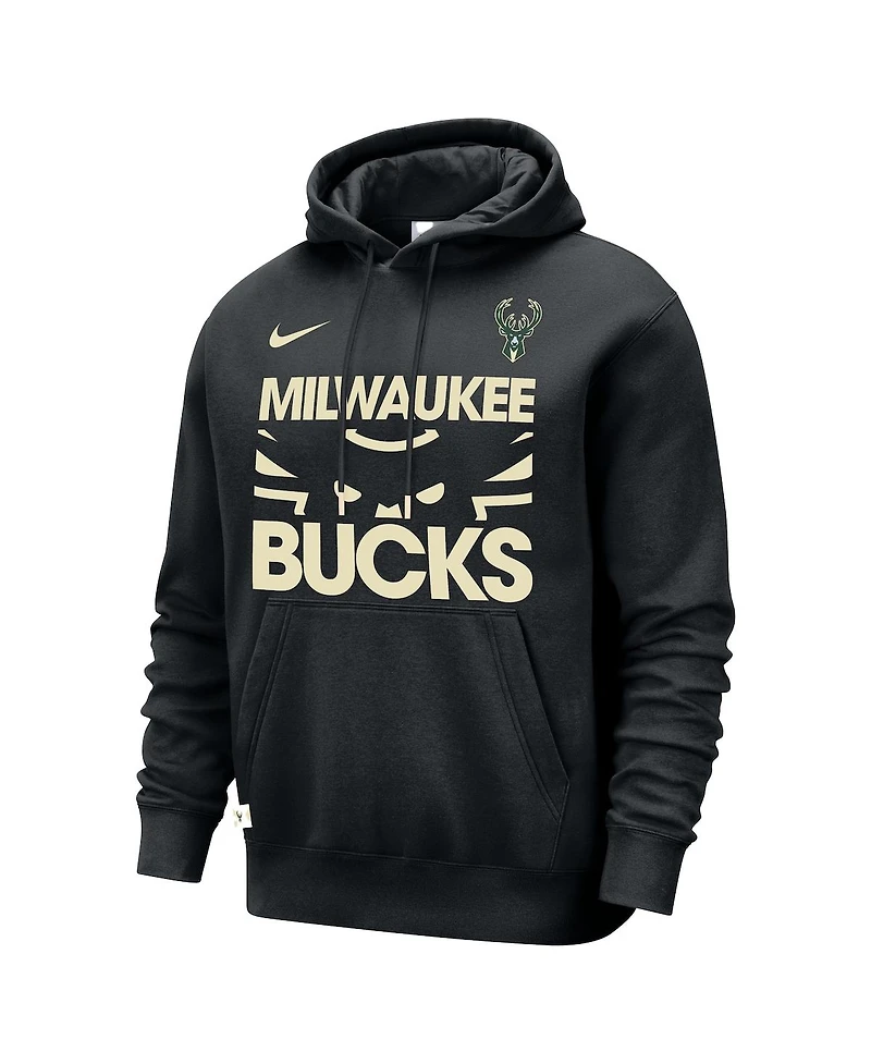 Nike Men's Black Milwaukee Bucks Courtside Club Pullover Hoodie