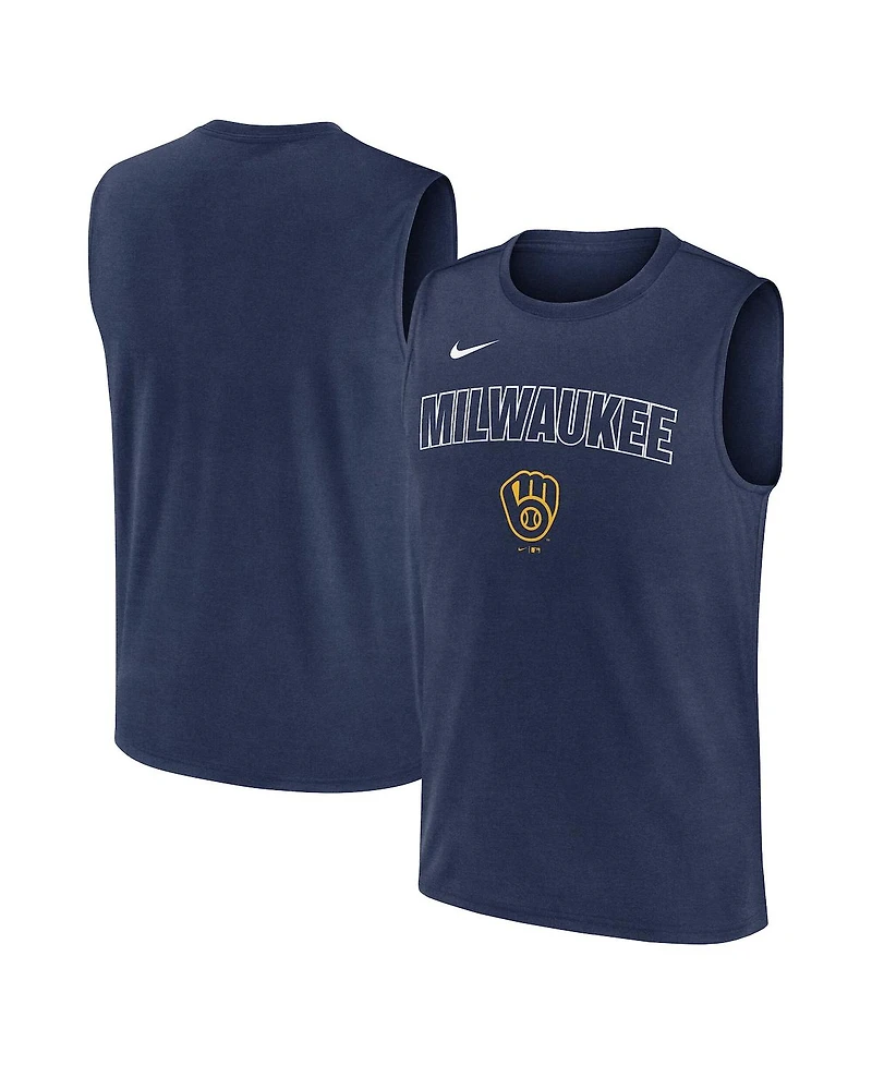 Nike Men's Navy Milwaukee Brewers Knockout Performance Muscle Tank Top