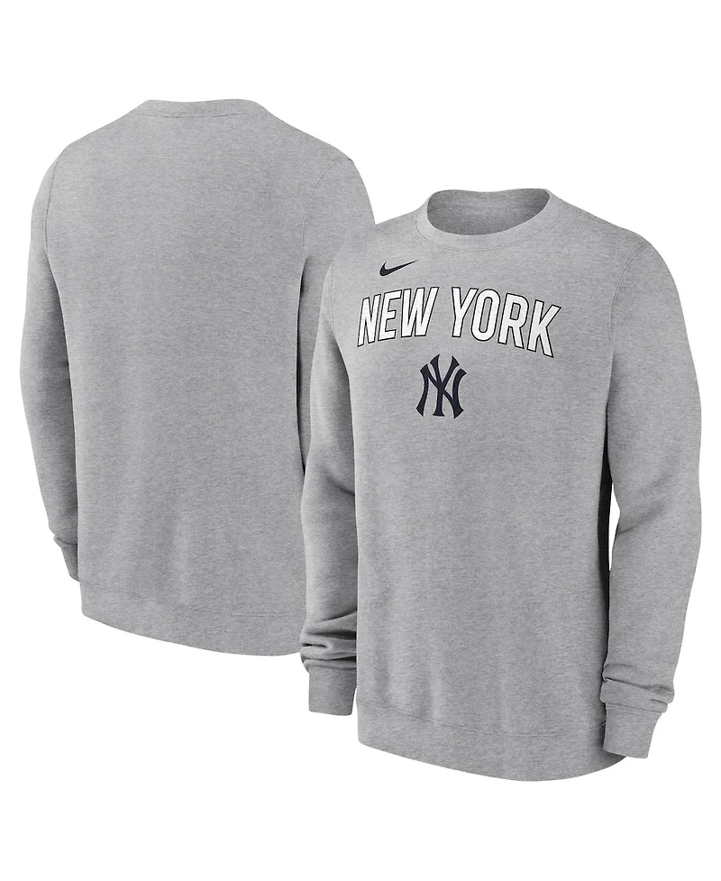 Nike Men's Heather Gray New York Yankees Pullover Sweatshirt
