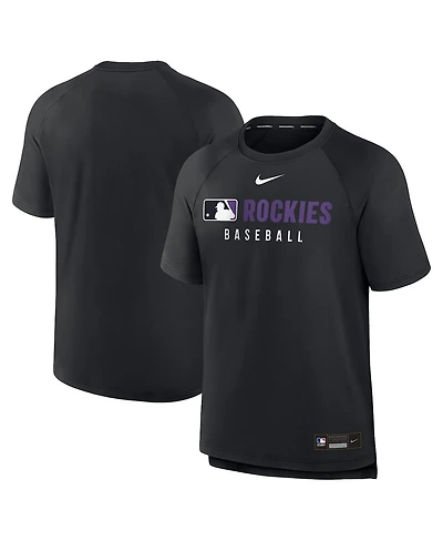 Nike Men's Black Colorado Rockies Authentic Collection Pregame Raglan Performance T-Shirt