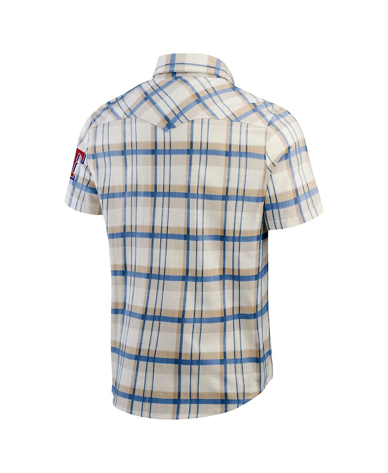 Fanatics Men's Royal Texas Rangers Plaid Full-Snap Shirt
