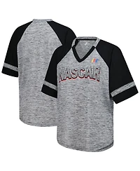 G-iii 4Her by Carl Banks Women's Heather Gray Nascar Hall of Fame Oversized Raglan V-neck T-Shirt