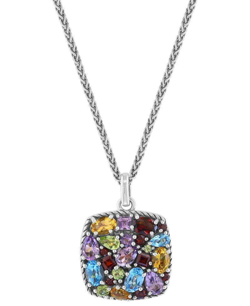 Effy Multi-Gemstone Locket 18" Pendant Necklace (6-3/4 ct. t.w.) in Sterling Silver