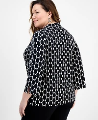 Jm Collection Plus Printed 3/4-Sleeve Tunic, Exclusively at Macy's