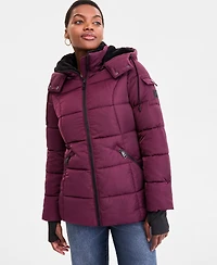 Steve Madden Women's Faux-Fur-Trim Hooded Puffer Coat