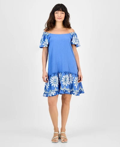 Robbie Bee Women's Off-The-Shoulder Jacquard Dress