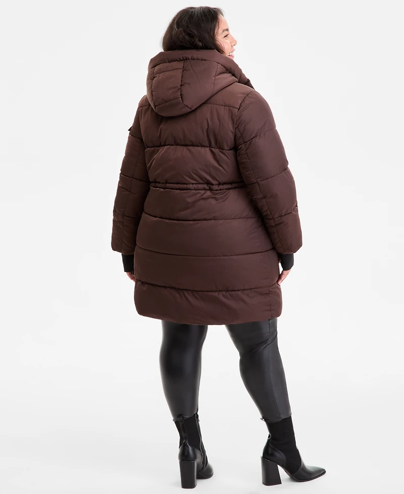 Steve Madden Plus Hooded Anorak Puffer Coat