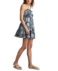 Lucky Brand Women's Patchwork Ruffled Tiered Mini Dress