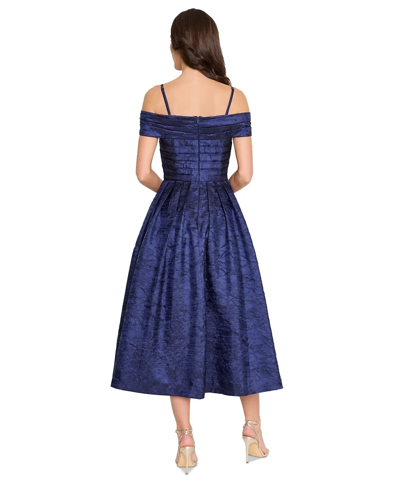 Tahari Asl Women's Crushed Taffeta Off-The-Shoulder Dress
