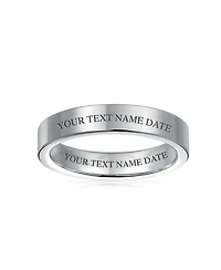 Bling Jewelry Plain Simple Flat Titanium Band Rings Silver Tone 4MM