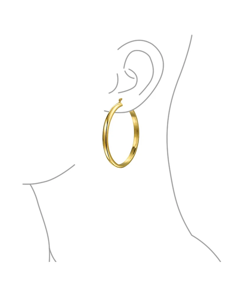 Bling Jewelry Simple Statement Hoop Huggie Earrings 18K Gold Plated 2.5 Inch Diameter