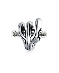 Bling Jewelry Southwestern Sonoran Desert Cactus Charm Bead in Oxidized Sterling Silver