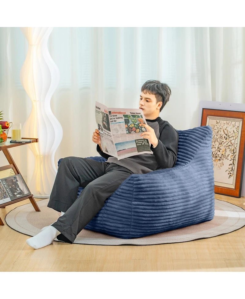 Oversized Bean Bag Chair for Adults with Armrests, Corduroy Sofa Seat Living Room, Bedroom or Dorm-The Pop Home