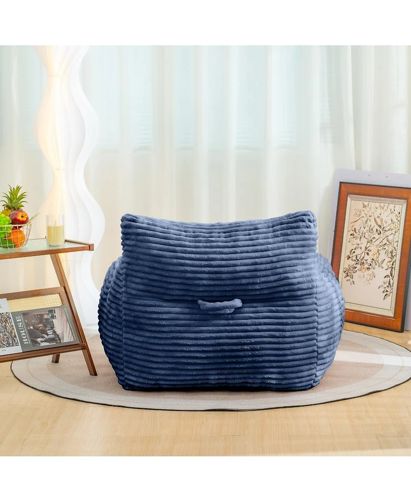 Oversized Bean Bag Chair for Adults with Armrests, Corduroy Sofa Seat Living Room, Bedroom or Dorm-The Pop Home