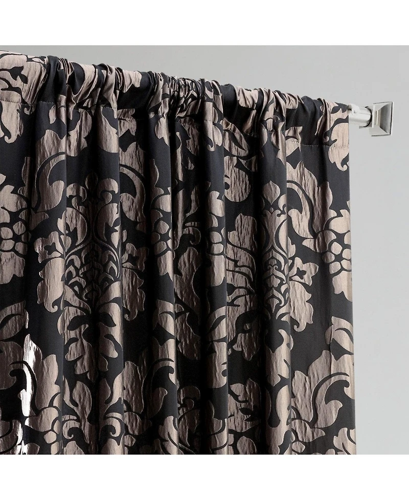 Half Price Drapes Astoria Black & Pewter Damask Faux Silk Jacquard Room Darkening Curtain
