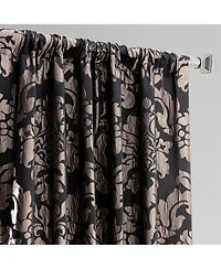 Half Price Drapes Astoria Black & Pewter Damask Faux Silk Jacquard Room Darkening Curtain