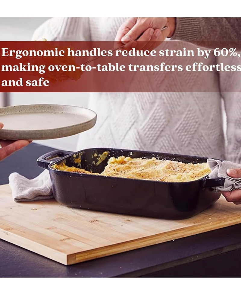 Alva Nori 12x8” Enameled Cast Iron Roasting Pan – Heavy-Duty, Non-Toxic Pfas/Pfoa/Ptfe-Free Bakeware