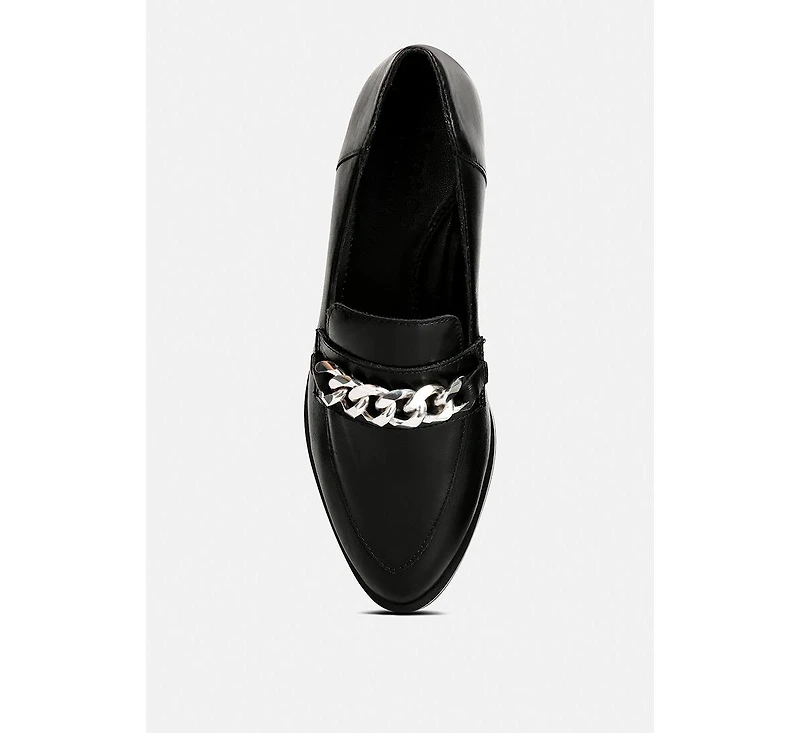 Pola Womens Leather Horsebit Loafers