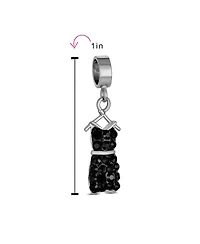 Bling Jewelry Fashion Crystal Black Dress Dangle Charm Bead Sterling Silver for European Bracelet