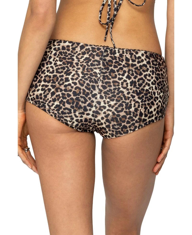 Edikted Women's Mich Leopard Boyshort Bikini Bottoms