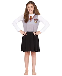 Harry Potter Girls' Hermione Gryffindor Uniform Kids Long-Sleeve Nightgown Pajama