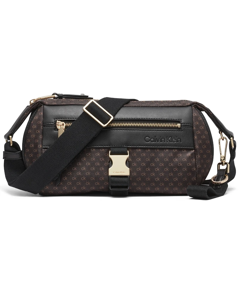 Calvin Klein Elora Nylon Mini Signature Top Zipper Crossbody