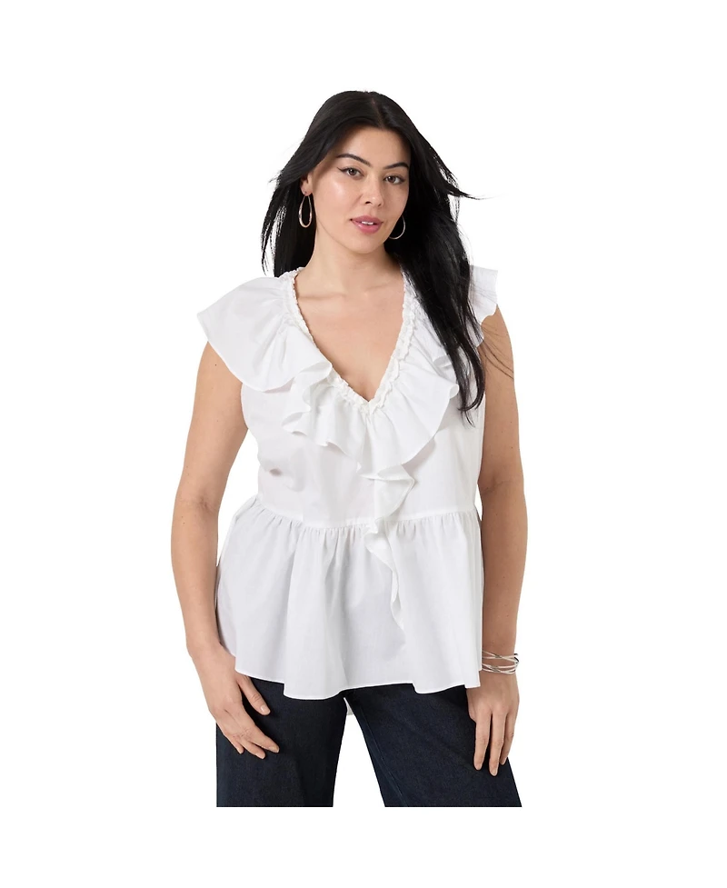 June + Vie Women's Ruffled Peplum Top