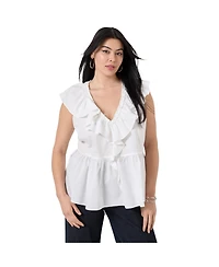 June + Vie Women's Ruffled Peplum Top