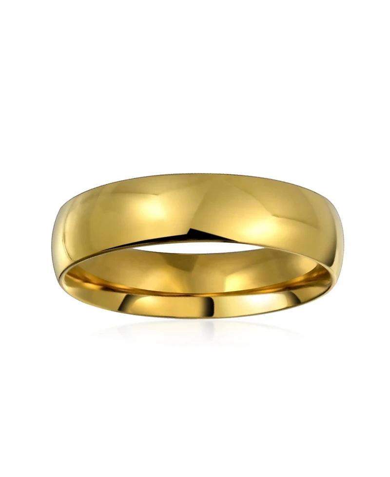 Bling Jewelry Plain Simple Dome Comfort Fit 5MM Band Ring Gold Plated Silver Tone Stainless Steel