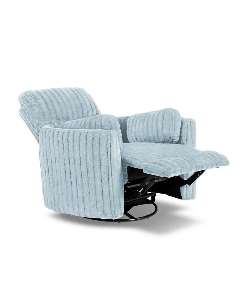 Furniture of America 41" Jorvien Modern Chenille Power Swivel Glider Recliner with Pillows