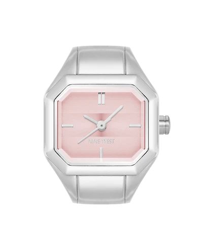 Nine West Women's Quartz Iconic Pink and Silver-Tone Metal Alloy Ring Watch, 22mm