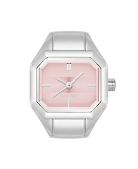 Nine West Women's Quartz Iconic Pink and Silver-Tone Metal Alloy Ring Watch, 22mm