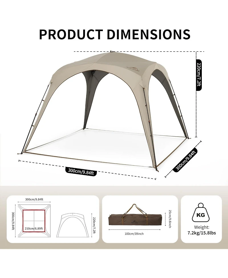 Naturehike Cloud Boundar Camping Sun Shelter, 60S Easy Setup Instant Pop up Canopy Tent for Sporting Events, Tailgating, Camping, Outdoor Activities