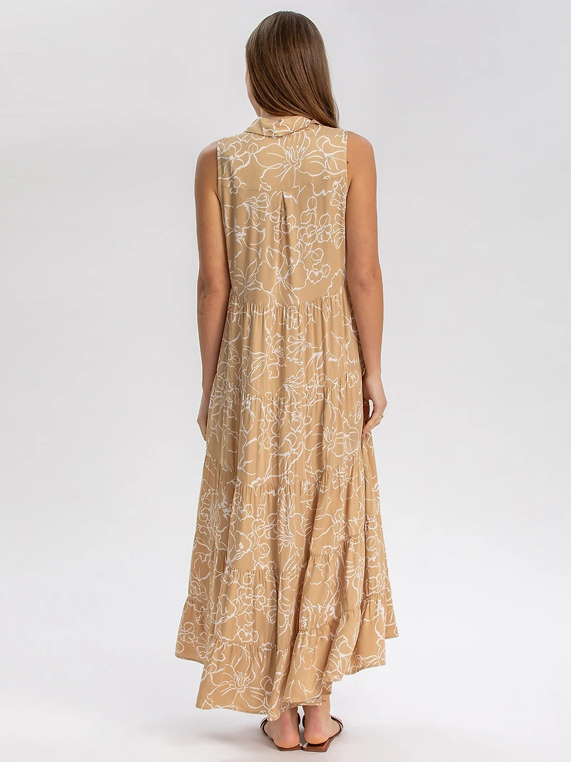 Pietro Brunelli Maternity Sleeveless Shirt Collar Maxi Clara Dress