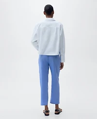 Mango Women's Straight Linen-Blend Trousers Pants