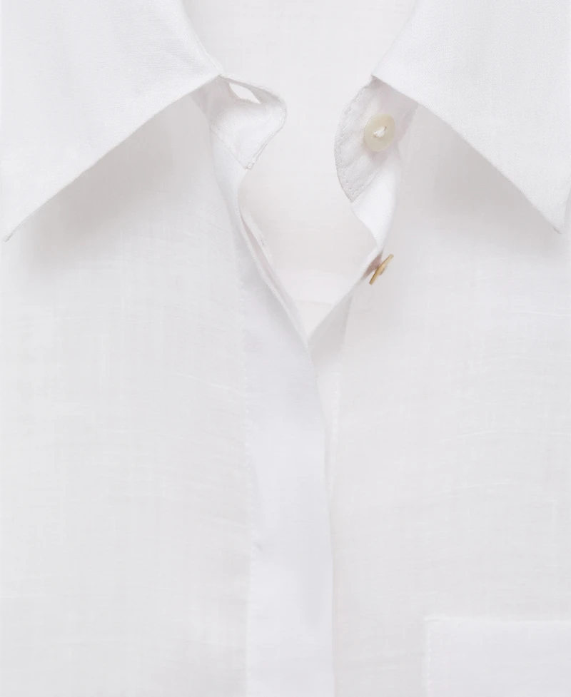 Mango Women's Regular Ramie Shirt